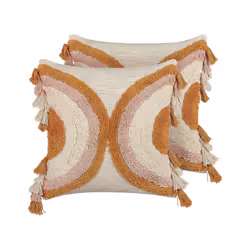 Set of 2 Tufted Cotton Cushions with Tassels 45 x 45 cm Multicolour LABLAB