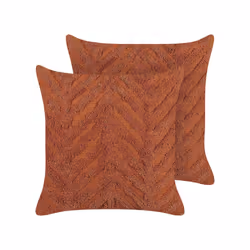 Set of 2 Tufted Cotton Cushions 45 x 45 cm Orange LEWISIA