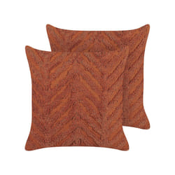 Set of 2 Tufted Cotton Cushions 45 x 45 cm Orange LEWISIA