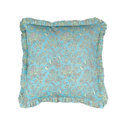 Cotton Cushion Flower Pattern 45 x 45 cm Blue AMOENA