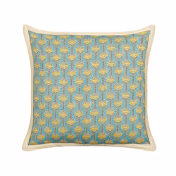Set of 2 Cotton Cushions Flower Pattern 45 x 45 cm Blue and Yellow WAKEGI