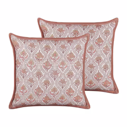 Set of 2 Cotton Cushions Flower Pattern 45 x 45 cm Red and White PICEA