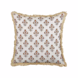 Cotton Cushion Flower Pattern 45 x 45 cm White OMORIKA