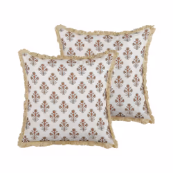 Set of 2 Cotton Cushions Flower Pattern 45 x 45 cm White OMORIKA