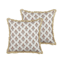 Set of 2 Cotton Cushions Flower Pattern 45 x 45 cm White OMORIKA