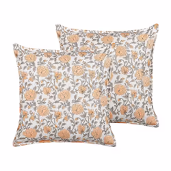 Set of 2 Cotton Cushions Flower Pattern 45 x 45 cm Multicolour MEADIA