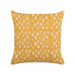 Cotton Cushion Leaf Pattern 45 x 45 cm Yellow GINNALA