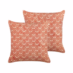 Set of 2 Cotton Cushions Geometric Pattern 45 x 45 cm Red RHUS
