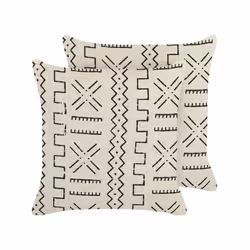 Set of 2 Cotton Cushions Geometric Pattern 45 x 45 cm White and Black MYRICA