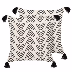 Set of 2 Decorative Cushions MAYS Cotton 45 x 45 cm White Geometric Pattern