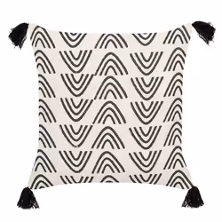 Set of 2 Decorative Cushions MAYS Cotton 45 x 45 cm White Geometric Pattern