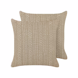 Set of 2 Cotton Cushions Geometric Pattern 45 x 45 cm Taupe SENECIO