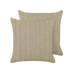Set of 2 Cotton Cushions Geometric Pattern 45 x 45 cm Taupe SENECIO