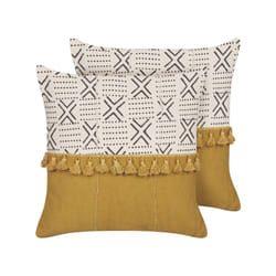 Set of 2 Cotton Cushions Geometric Pattern 45 x 45 cm White and Yellow WOODI