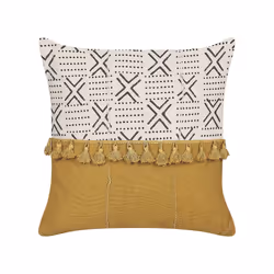 Set of 2 Cotton Cushions Geometric Pattern 45 x 45 cm White and Yellow WOODI