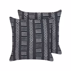 Set of 2 Cotton Cushions Geometric Pattern 45 x 45 cm Black and White BENZOIN