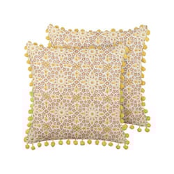 Set of 2 Cotton Cushions Floral Pattern 45 x 45 cm Yellow LYCROIS