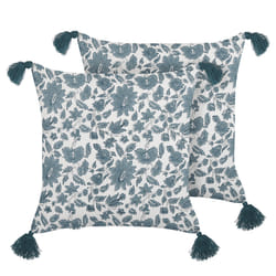 Set of 2 Decorative Cushions RUMEX Cotton 45 x 45 cm Blue Floral Pattern
