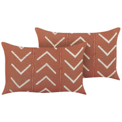 Set of 2 Cotton Cushions Geometric Pattern 35 x 55 cm Orange ALBIUM
