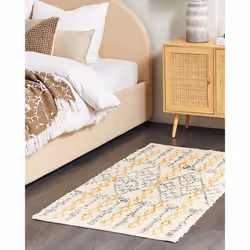 Cotton Area Rug 80 x 150 cm Beige and Yellow KADAPA