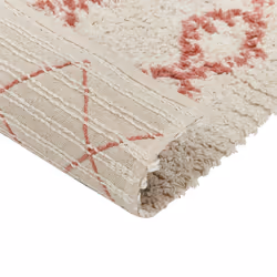 Cotton Area Rug 140 x 200 cm Beige and Pink BUXAR