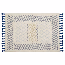 Cotton Area Rug 140 x 200 cm Beige and Blue ERZINCAN