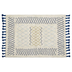 Cotton Area Rug 140 x 200 cm Beige and Blue ERZINCAN