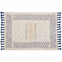 Cotton Area Rug 160 x 230 cm Beige and Blue ERZINCAN