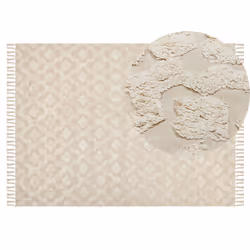 Cotton Area Rug 140 x 200 cm Beige AKSARAY