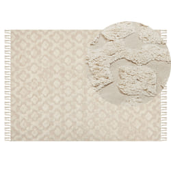 Cotton Area Rug 140 x 200 cm Beige AKSARAY