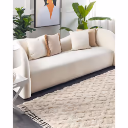 Cotton Area Rug 140 x 200 cm Beige AKSARAY