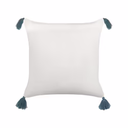 Cotton Cushion Floral Pattern with Tassels 45 x 45 cm White and Blue CORNUS