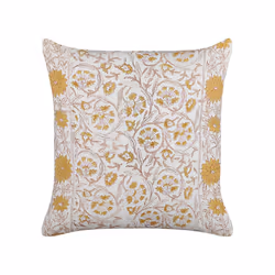 Cotton Cushion Floral Pattern 45 x 45 cm White and Yellow CALATHEA