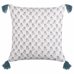 Set of 2 Decorative Cushions CORNUS Cotton 45 x 45 cm Blue Floral Pattern