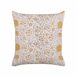 Set of 2 Cotton Cushions Floral Pattern 45 x 45 cm White and Yellow CALATHEA