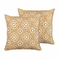Set of 2 Cotton Cushions Geometric Pattern 45 x 45 cm Beige CEIBA