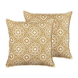 Set of 2 Cotton Cushions Geometric Pattern 45 x 45 cm Beige CEIBA