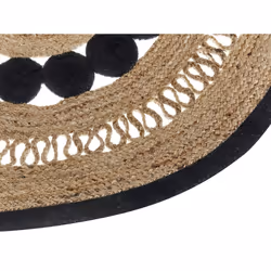 Round Jute Area Rug 120 cm Beige and Black YOZGAT