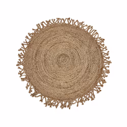 Round Jute Area Rug 120 cm Beige ZONGULDAK