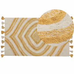 Cotton Area Rug 80 x 150 cm Beige and Yellow BINGOL