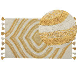 Cotton Area Rug 80 x 150 cm Beige and Yellow BINGOL