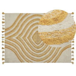 Cotton Area Rug 140 x 200 cm Beige and Yellow BINGOL
