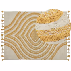 Cotton Area Rug 160 x 230 cm Beige and Yellow BINGOL