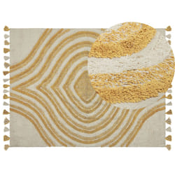 Cotton Area Rug 160  x 230 cm Beige and Yellow BINGOL