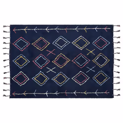 Cotton Area Rug 140 x 200 cm Black CORUM