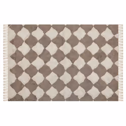 Cotton Area Rug 140 x 200 cm Brown and Beige SINOP