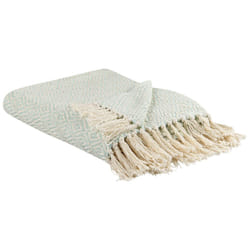 Cotton Blanket 125 x 150 cm Green and Beige MITYAL