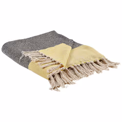 Cotton Blanket 125 x 150 cm Grey and Yellow LAPU