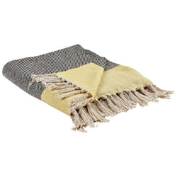 Cotton Blanket 125 x 150 cm Grey and Yellow LAPU