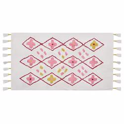 Cotton Kids Area Rug 80 x 150 cm White and Pink CAVUS